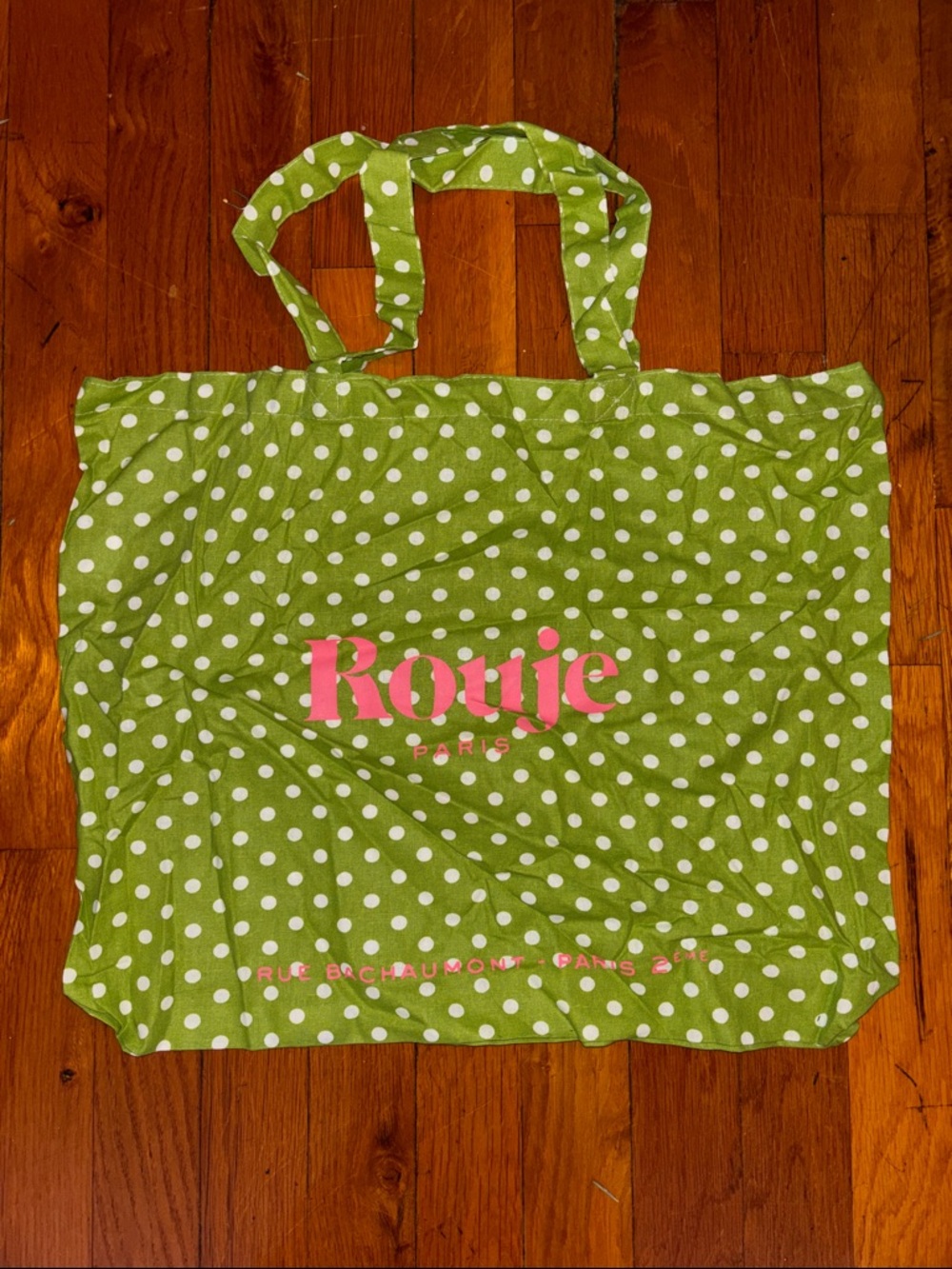 Rouje Paris Green Polka Dot Tote Bag